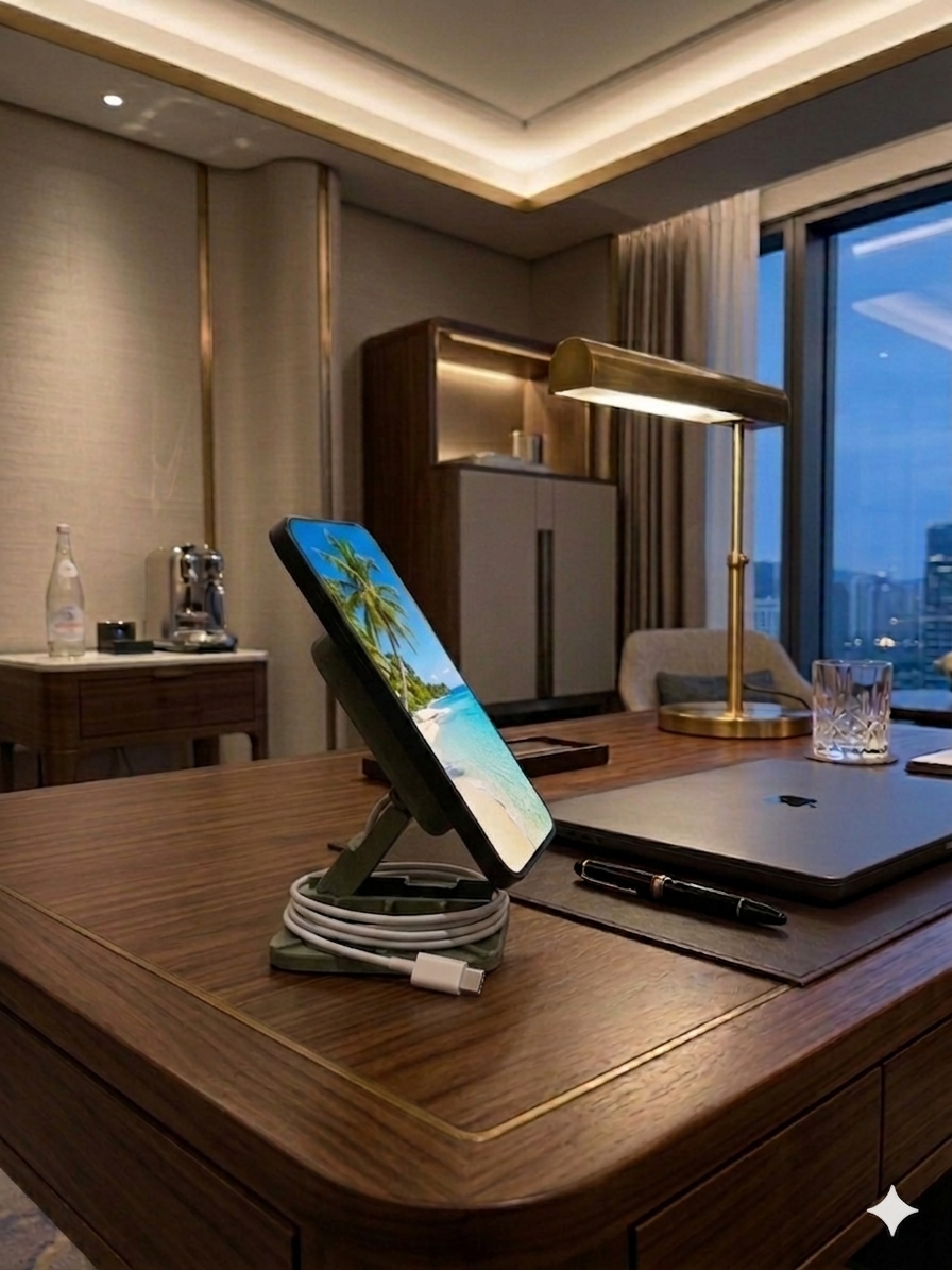 Travel Smartphone Stand with Integrated Magnetic Charger (#05)