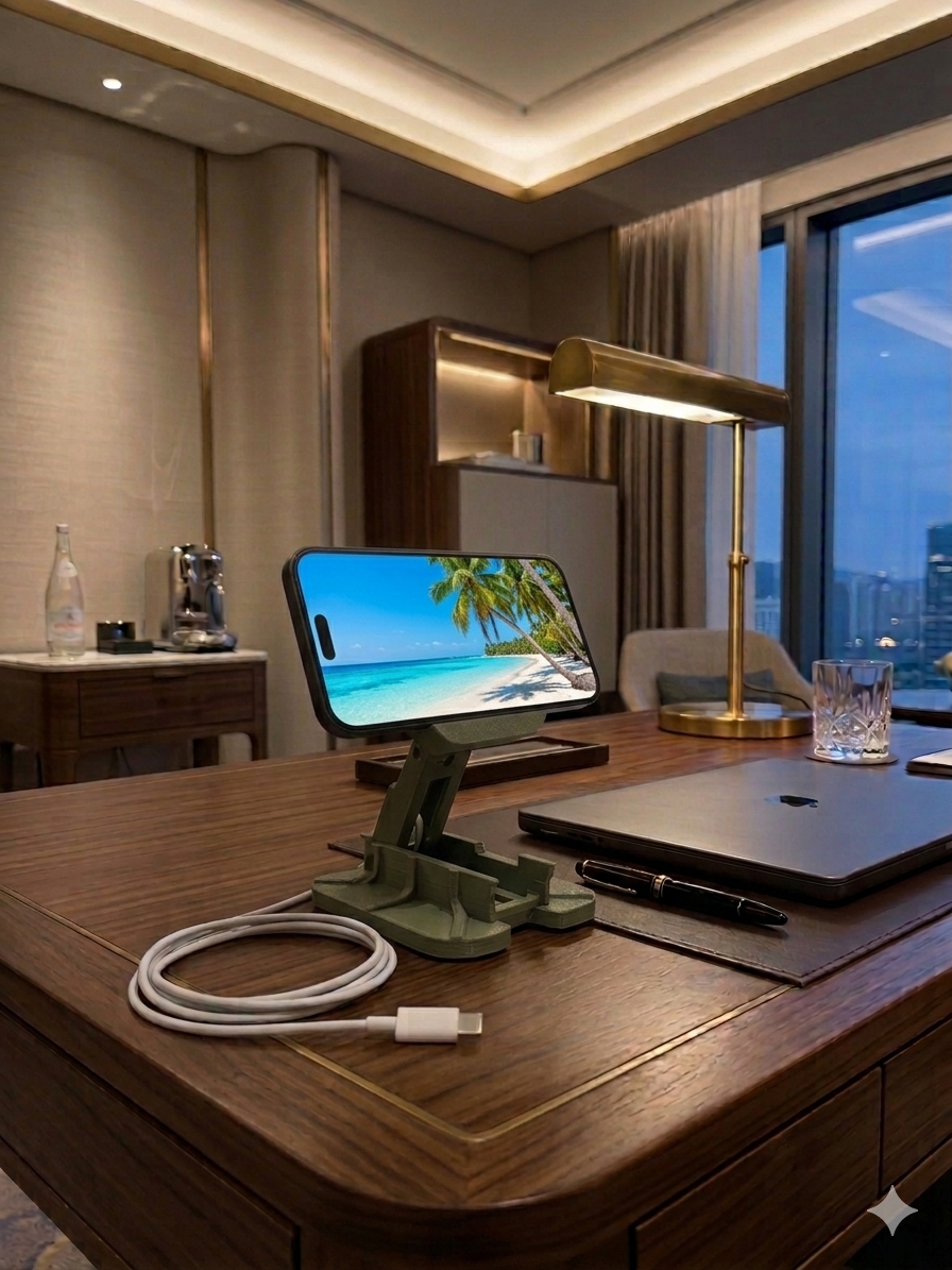 Travel Smartphone Stand with Integrated Magnetic Charger (#05)
