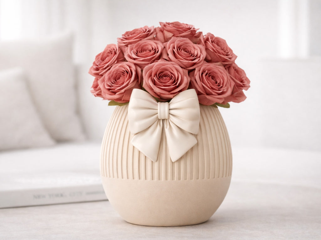 Elegant Egg Vase with Decorative Bow – 3D Printed Design (#35)