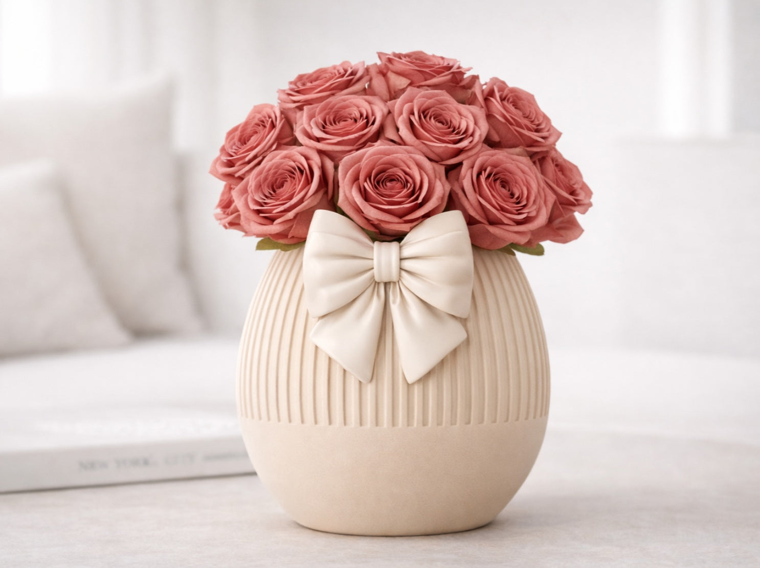 Elegant Egg Vase with Decorative Bow – 3D Printed Design (#35)